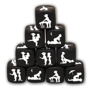 Dice žaidimas poza – juodi kauliukai suaugusiems, 2,85 €
