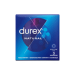 Durex Natūralūs klasikiniai prezervatyvai 3 vnt, lateksiniai