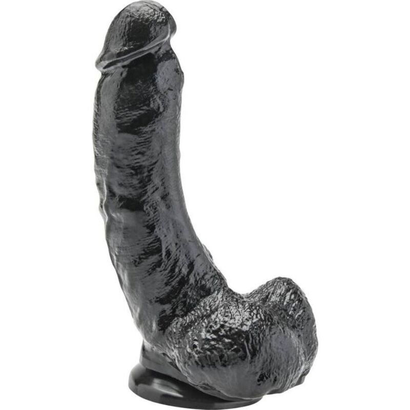 Dildo 20,5 cm su rutuliais juodais, realistiškas PVC