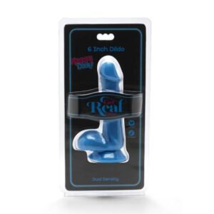 Laimingų Dicks dildo 12 cm su rutuliais, mėlyna spalva