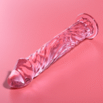 Rožinis stiklinis dildo, borosilikato, 17 cm x 3,5 cm