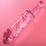 Dildo borosilikos stiklo rožinis 28,5 cm, 5 cm skersmens