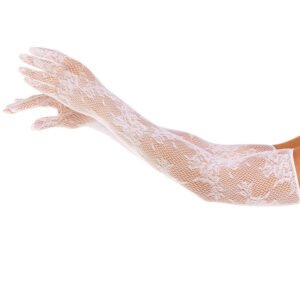 Raudonos gėlių pirštinės baltos – elegantiškos ir ilgos