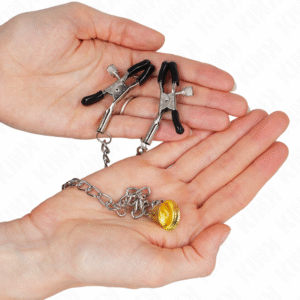 Grandinės spenelių spaustukai su rago pakabuku, 30 cm