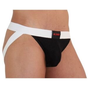 004 Jock Shiny Black/White dirželis – drąsus, patogus dėvėti