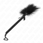 img_188893_088dc1c86b9b2edc25eff722a971dbbf_1 - KUNOGUNDA Nailono virvės lazdelė su plunksnomis ir juodu lanku 25 cm
