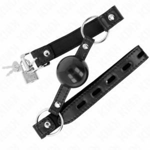 Juodas TPE rutulys gag, 4 cm, 60x2 cm – BDSM aksesuaras