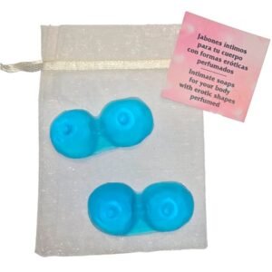 2 krūtys – mini muilo rinkinys vakarėliams, ryškiai mėlynas