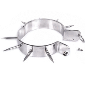 Bdsm vergo apykaklė su taškais, plieno chromo dizainas