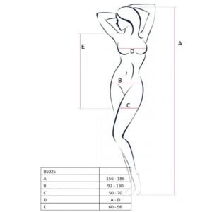 BS025 juodos spalvos bodystocking su ilgomis rankovėmis