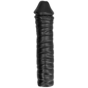 Juodas dildo 38 cm ilgio, kietas ir briaunotas analiniam