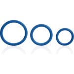 Tri -Rings Blue erekcijos žiedai, 3 dydžių rinkinys vyrams