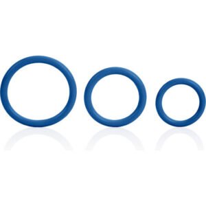 Tri -Rings Blue erekcijos žiedai, 3 dydžių rinkinys vyrams